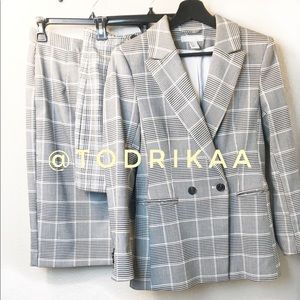 PLAID BOYFRIEND BLAZER + 1 MINI & PENCIL SKIRT